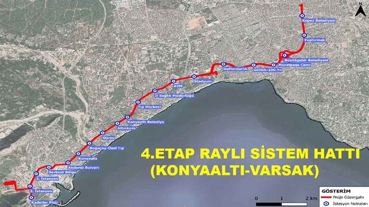 Antalya 4 Etap Rayli Sistem Guzergahi