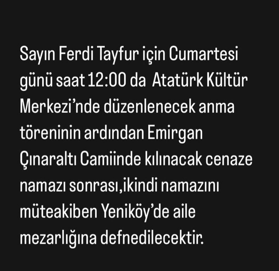 Ferdi Tayfur, Şarkılarıyla Uğurlandı (1)