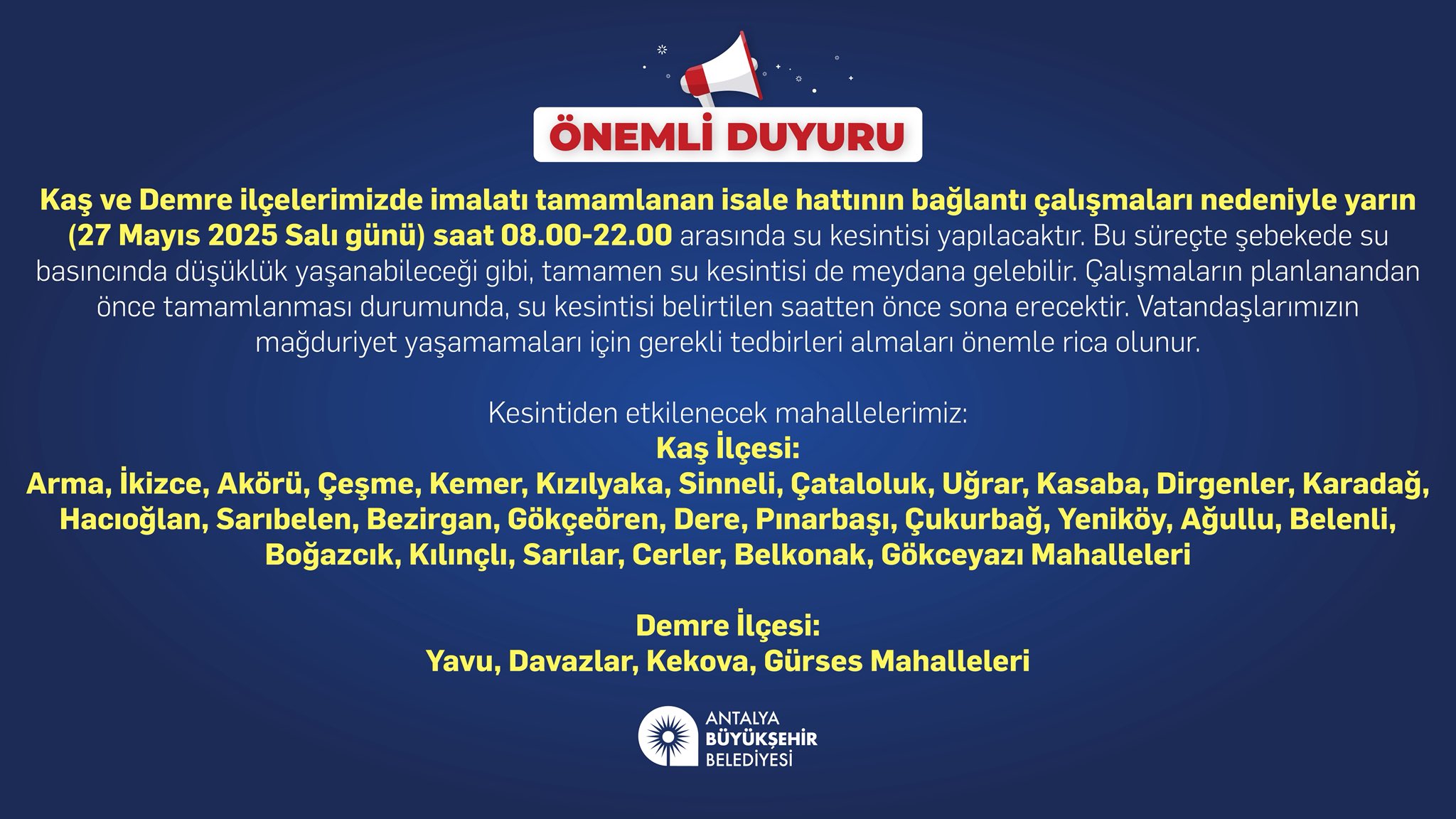 Su Kesintisi Duyurusu-1