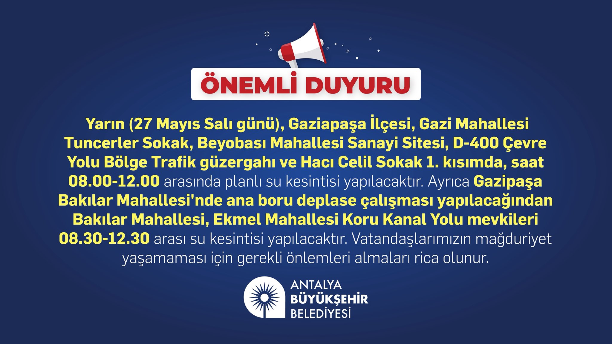 Su Kesintisi Duyurusu