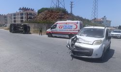 Yandan çarptığı kamyoneti devirdi